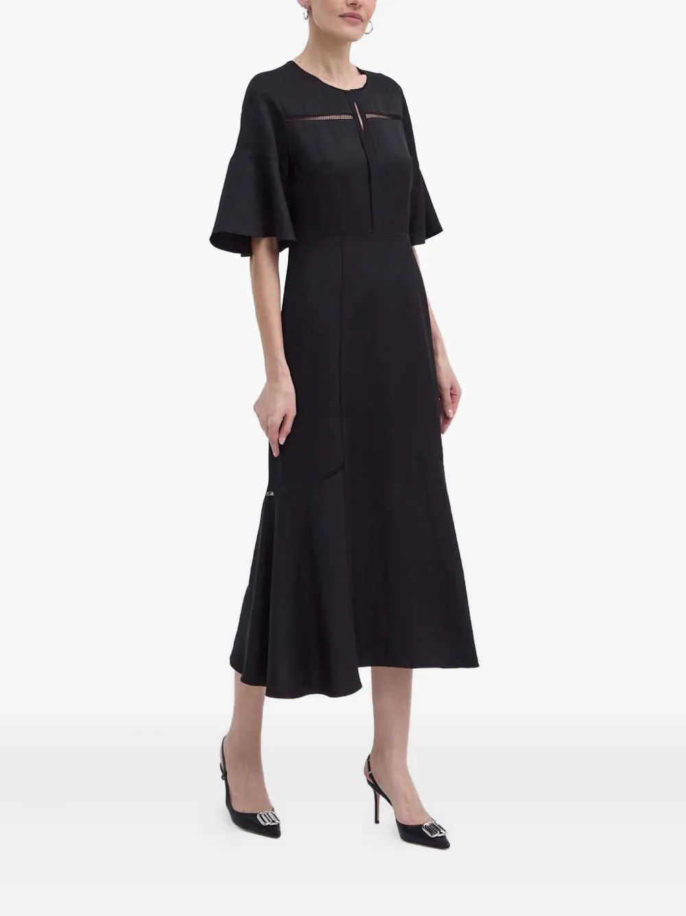 Hugo Boss Flared-sleeve Dress In Black