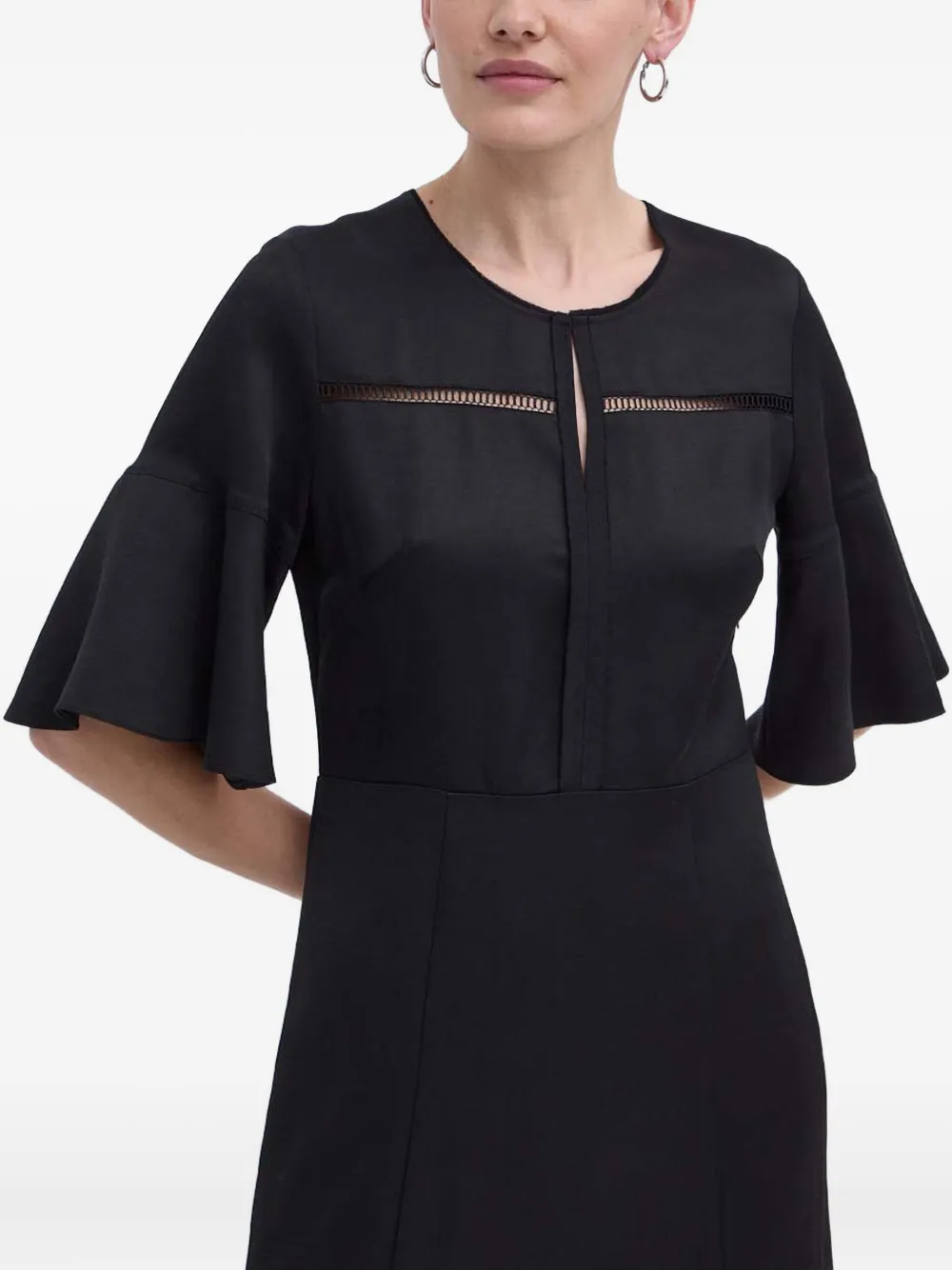 Hugo Boss Flared-sleeve Dress In Black