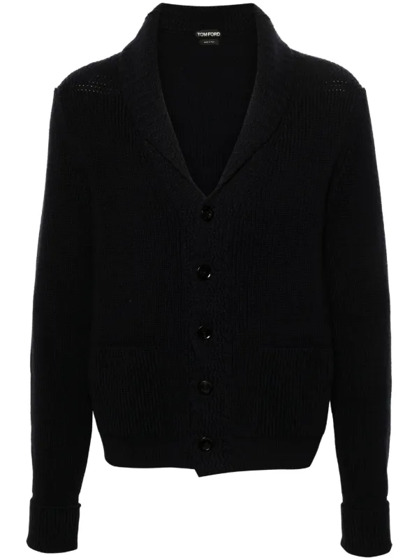 【送料&関税込】Tom Ford Shawl Cardigan TOM FORD Shawl-Collar Ribbed Cashmere Cardigan for Men | MR