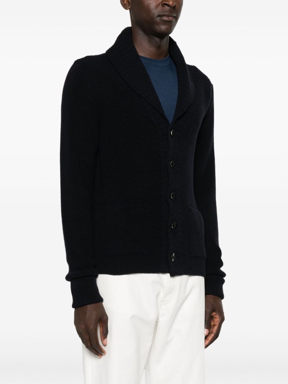 Shop Tom Ford Shawl Cashmere Cardigan In Blue