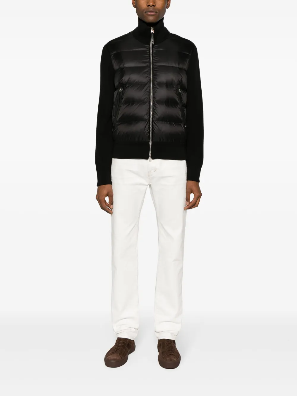 TOM FORD Gebreid jack met gewatteerd vlak NERO
