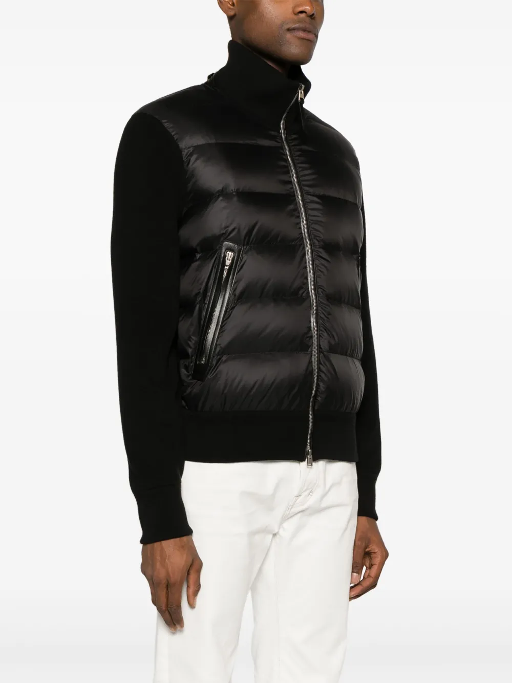TOM FORD Gebreid jack met gewatteerd vlak NERO