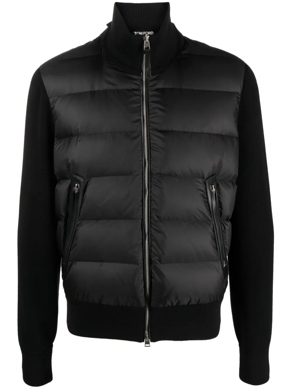 TOM FORD Gebreid jack met gewatteerd vlak NERO