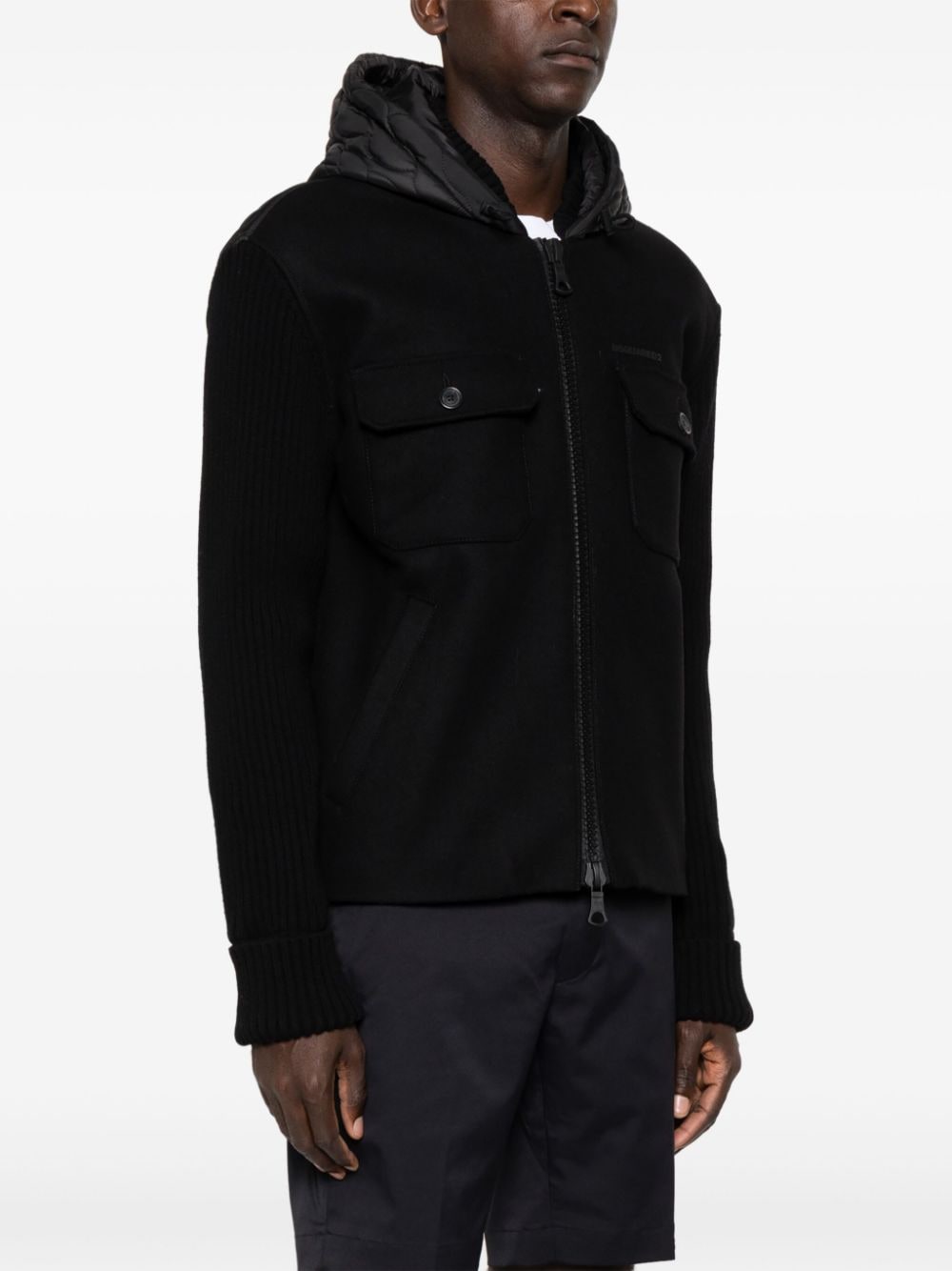 Shop Dsquared2 Contrast-panel Hooded Jacket In Black