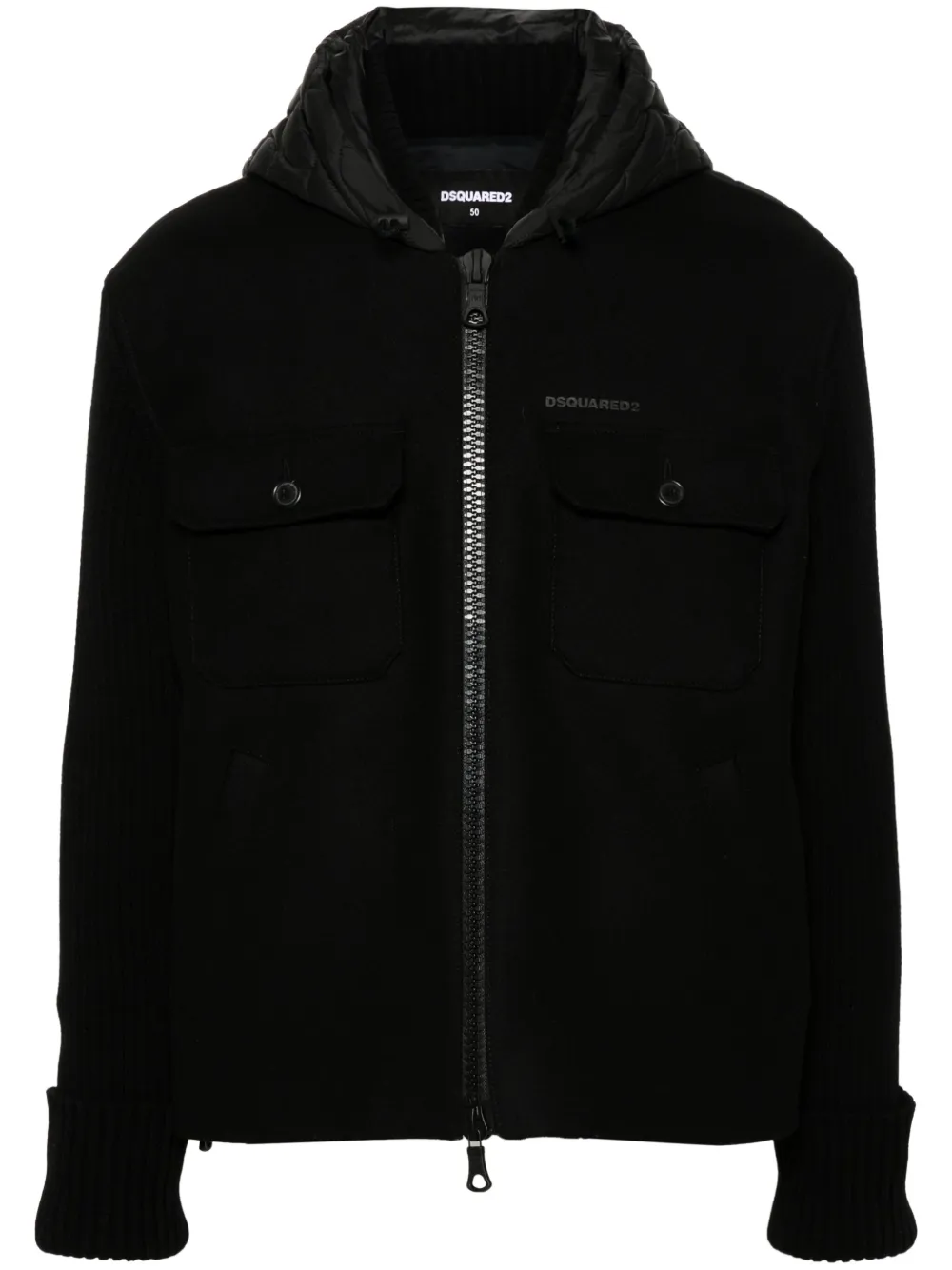 Shop Dsquared2 Contrast-panel Hooded Jacket In Black