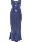 Norma Kamali corset-style lamé midi dress - Blue