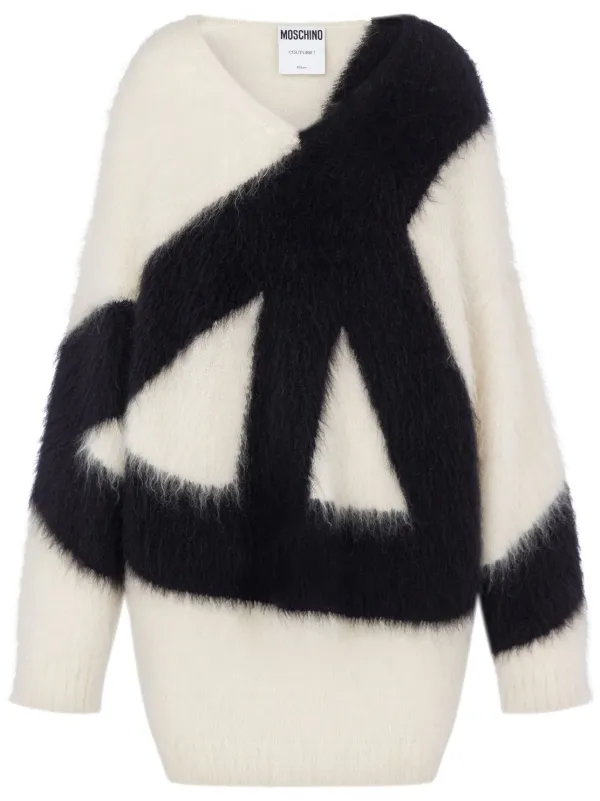 Moschino Vネックドレス 04350518 2555 Moschino ジオメトリック Vネックドレス | ブラック | FARFETCH JP