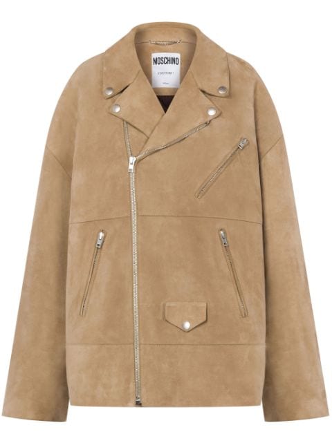 Moschino zip-up suede biker jacket