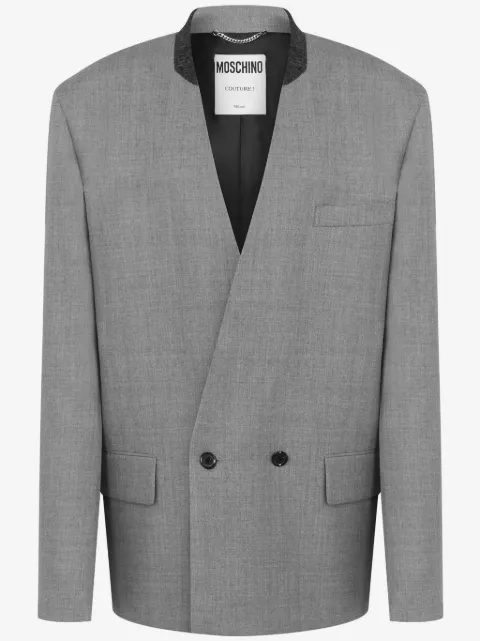 Moschino collarless double-breasted blazer