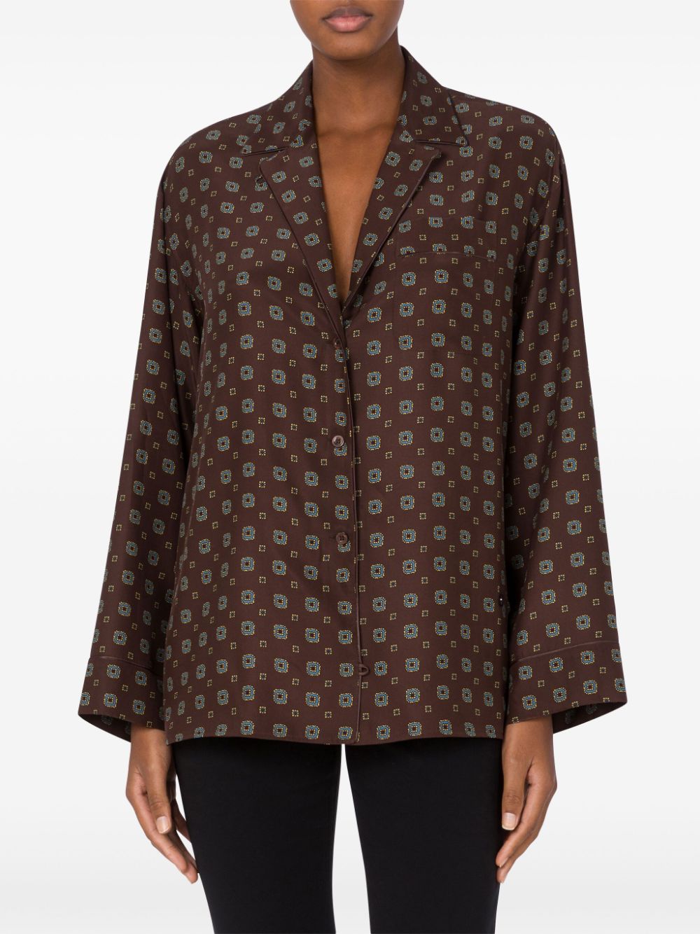 Shop Moschino Silk Shirt In Brown