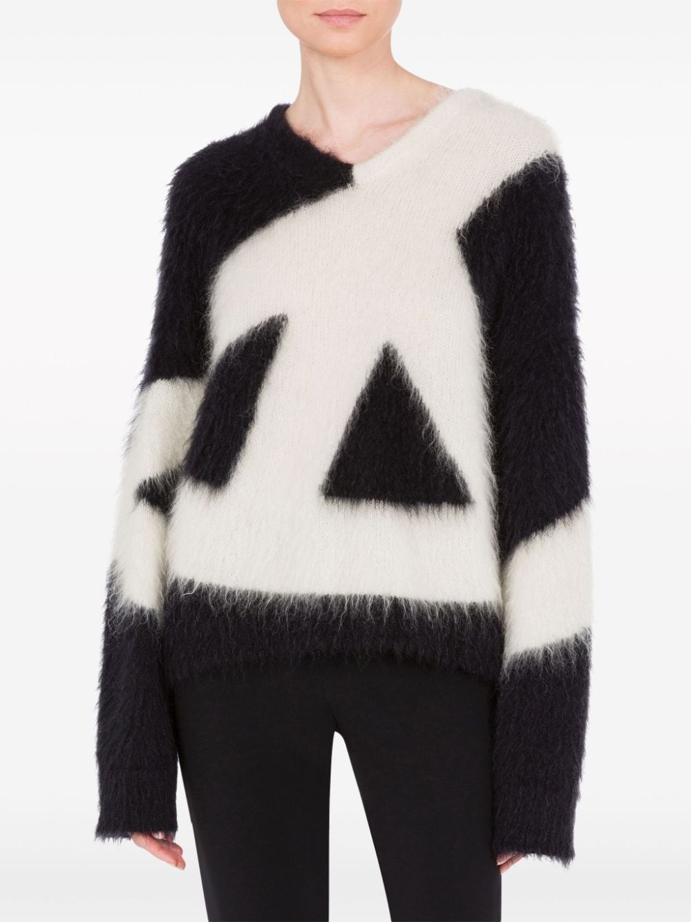 Shop Moschino Brushed Mohair-wool Blend Jumper In Schwarz