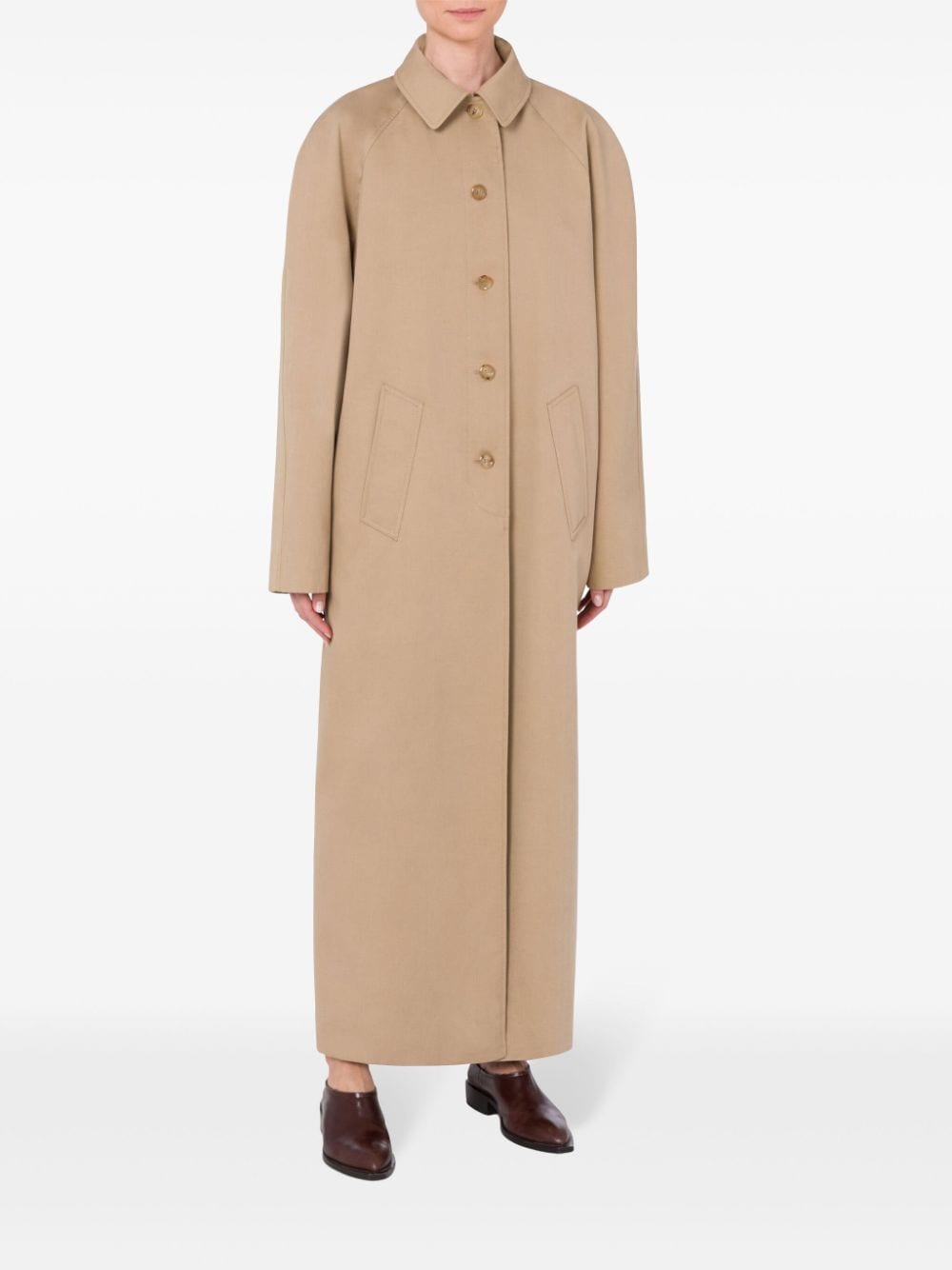 Shop Moschino Spread-collar Cotton-blend Coat In Neutrals