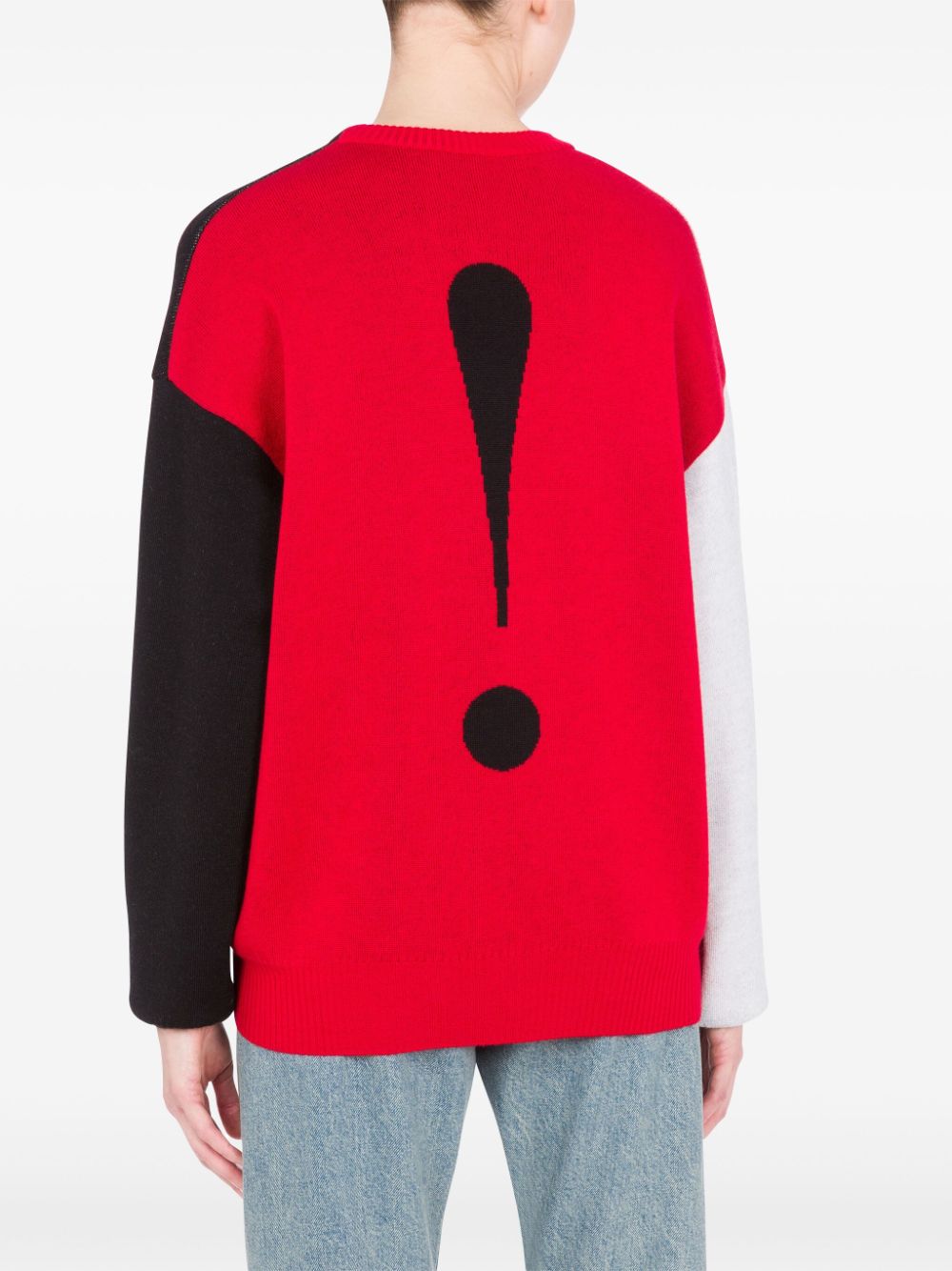 Shop Moschino Graphic Intarsia Virgin Wool Jumper In Red