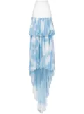 Moschino tiered train silk skirt - Blue