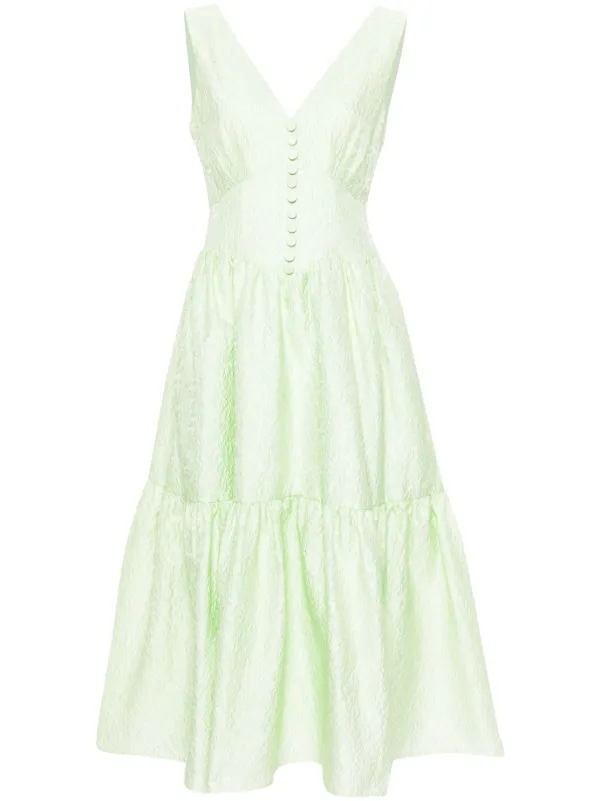 slim fit dress slacks Tiered Floral Ruffle Maxi Dress for Women in Green Multi