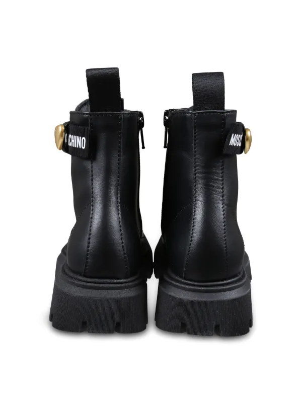 Kids black combat boots best sale