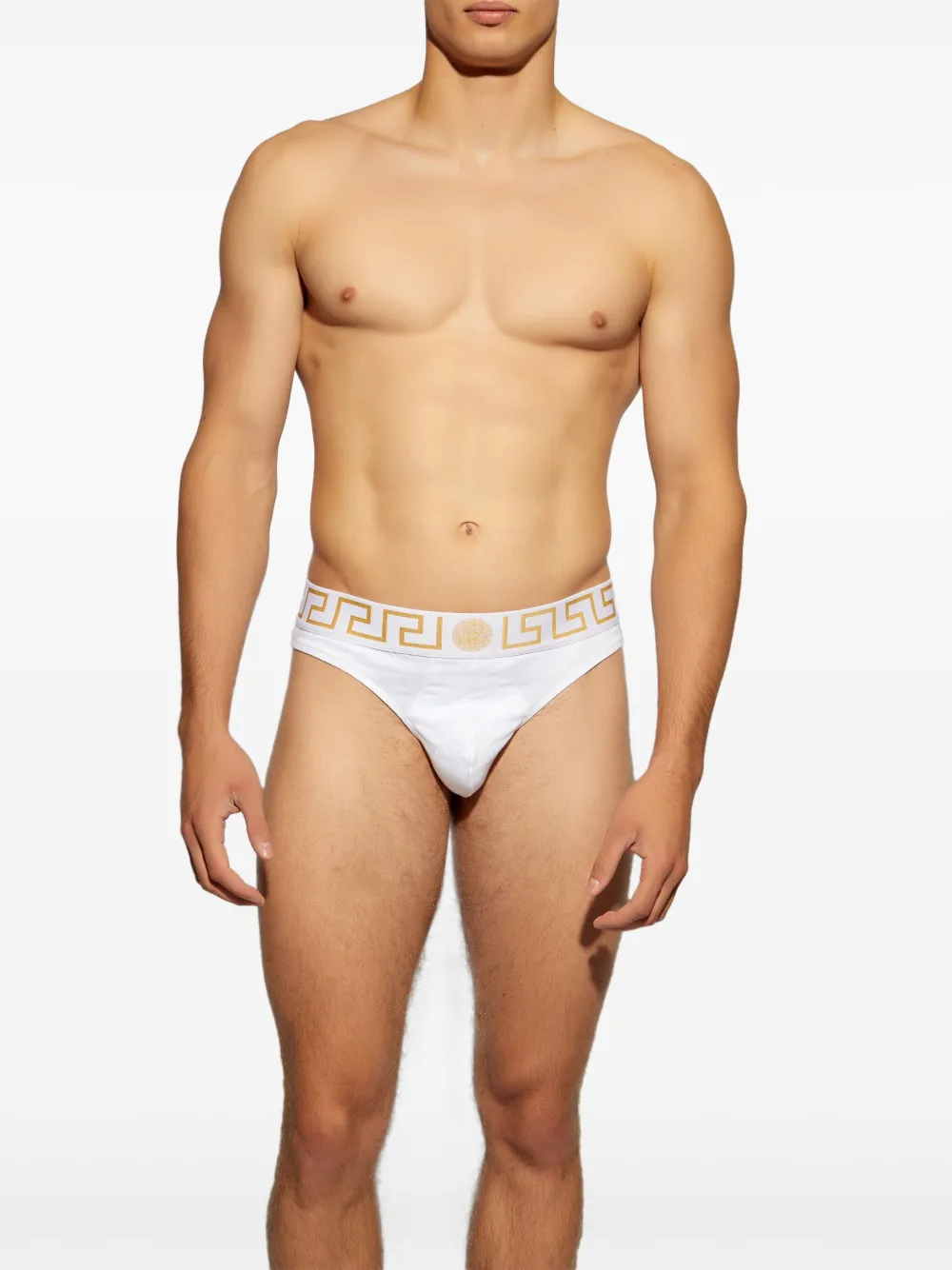 Versace Greca slip van stretch-katoen Wit