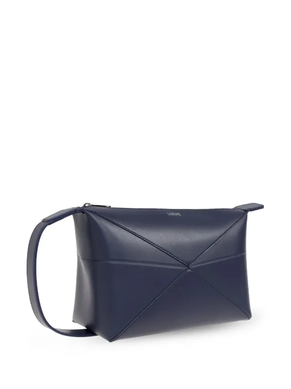 LOEWE Puzzle Fold Leather Wash Bag Blue FARFETCH BE