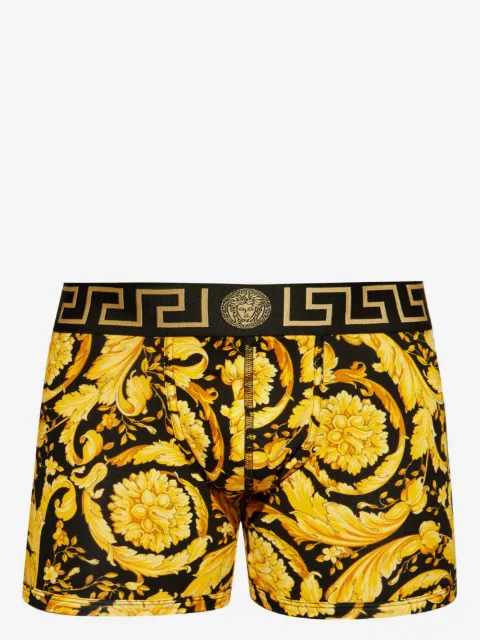 Versace printed jacquard cotton-jersey long trunks