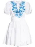 Kate Spade floral-embroidered linen mini dress - White