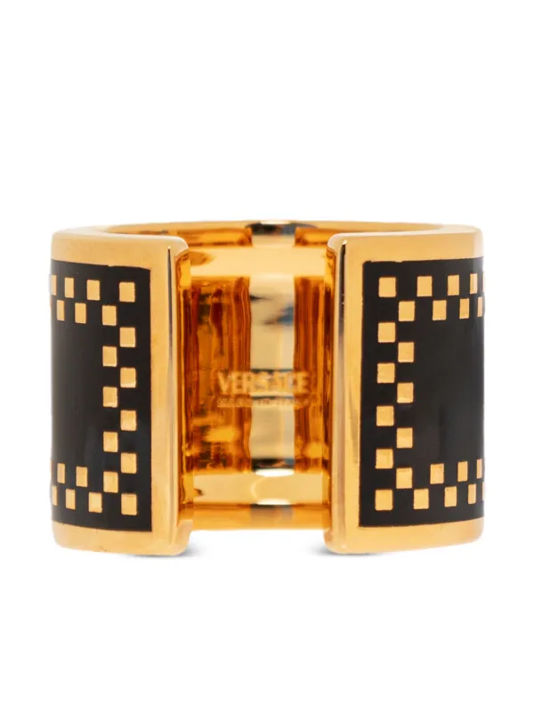 VERSACE 90s ヴィンテージ ユニセックス ロゴ リング Versace '90s Vintage Logo Ring | Black | FARFETCH HK