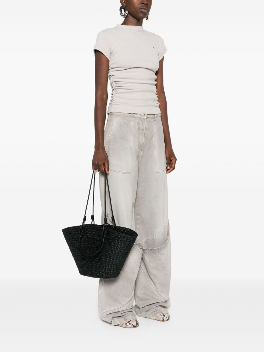 LOEWE medium Anagram raffia tote bag - Zwart