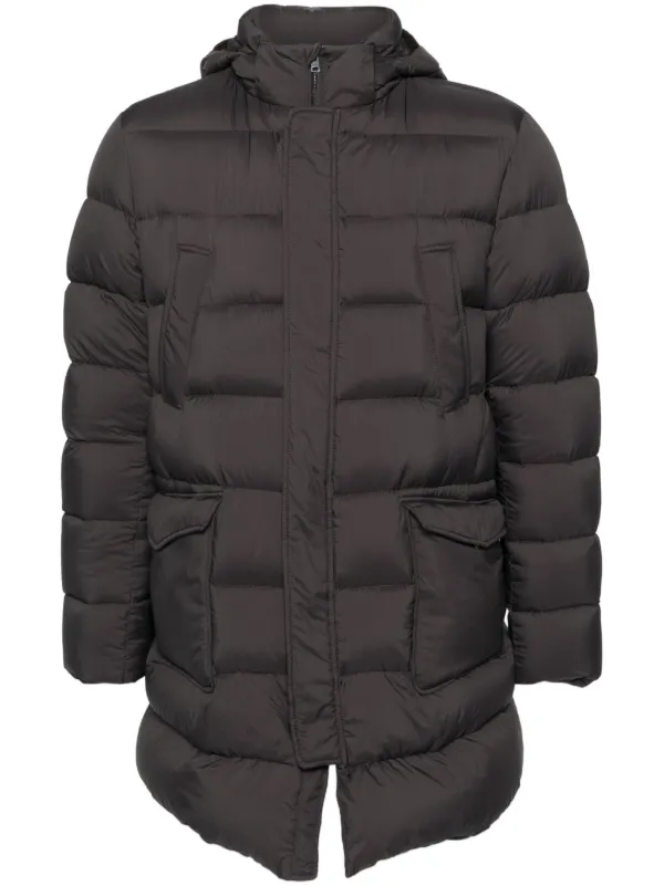 Herno フーデッド パデッドコート | ブラウン | FARFETCH JP