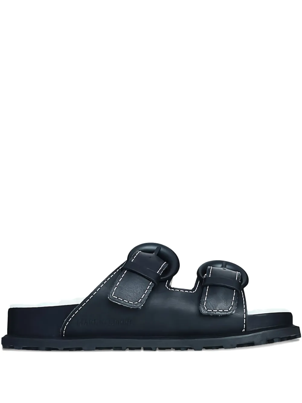 Marine Serre double-buckle leather sandals Black