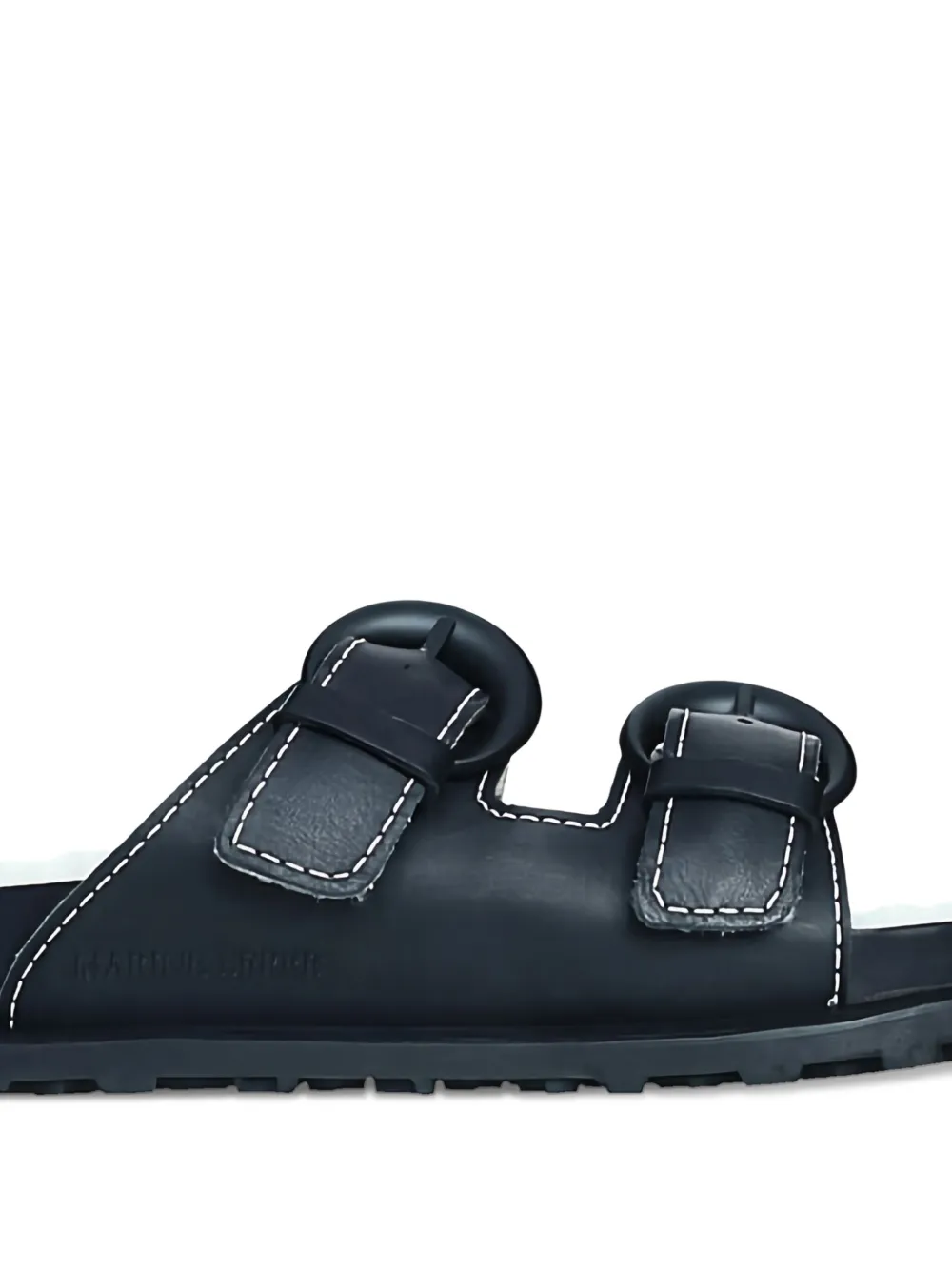 Marine Serre double-buckle leather sandals Black