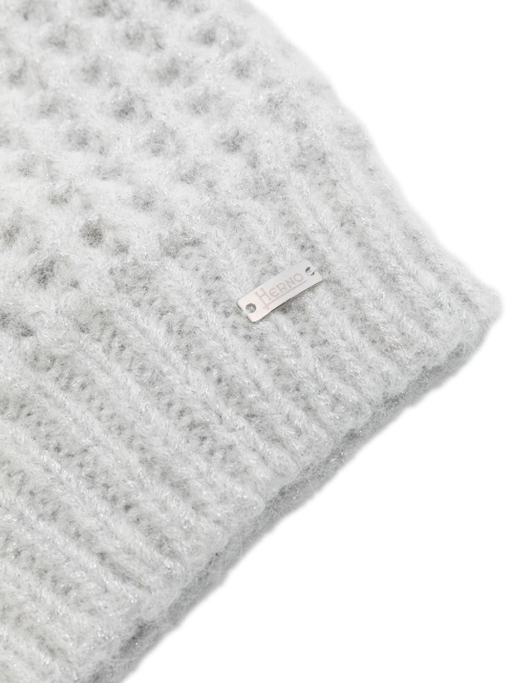 Shop Herno Metallic-threading Waffle-knit Beanie In White