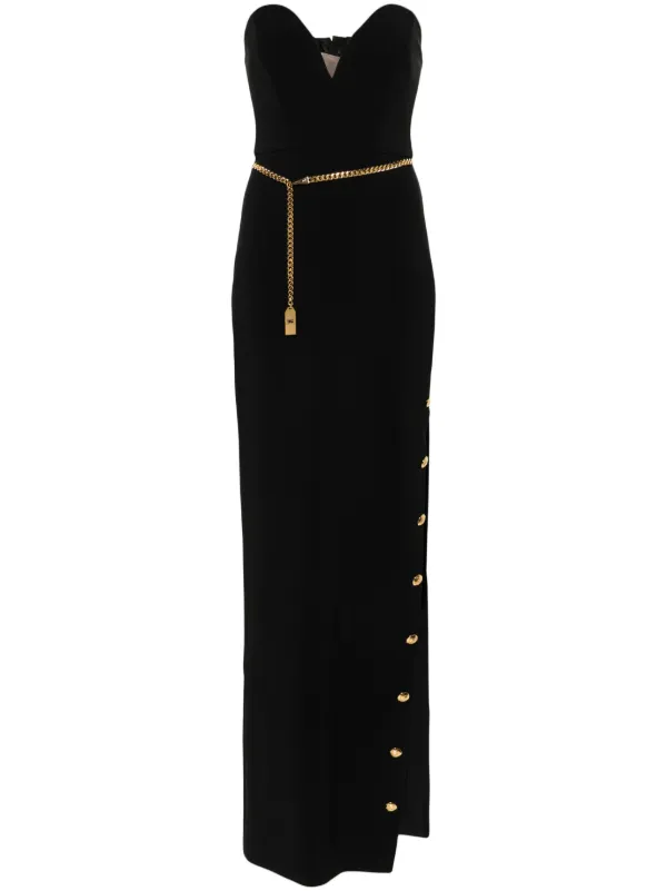 Elisabetta Franchi Crepe Bustier Maxi Dress | Black | FARFETCH AZ
