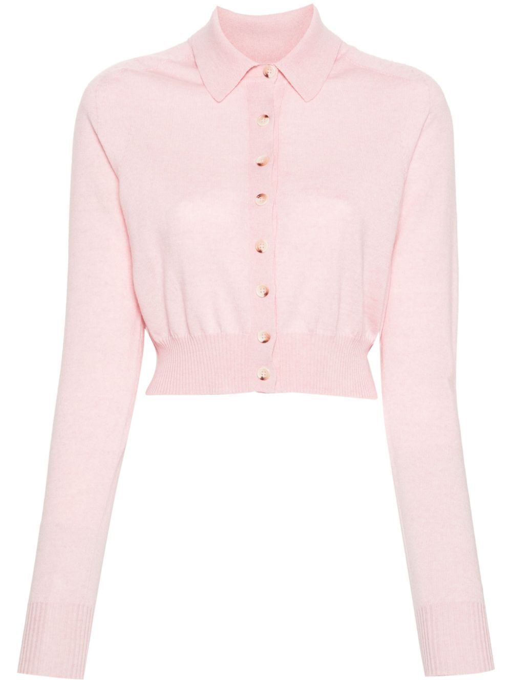 Shop Sportmax Fine-knit Wool Cardigan In Pink