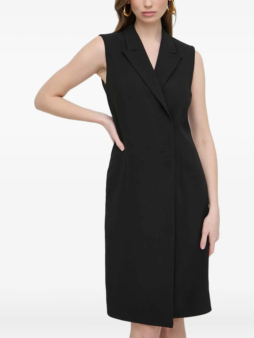BOSS sleeveless notched-lapel mini dress | Black | Image 1