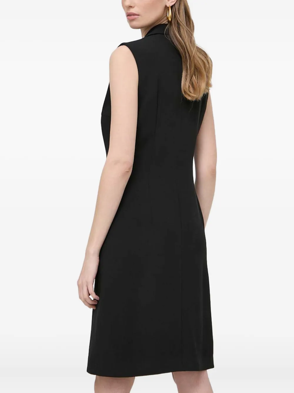 Hugo Boss Sleeveless Notched-lapel Mini Dress In Black