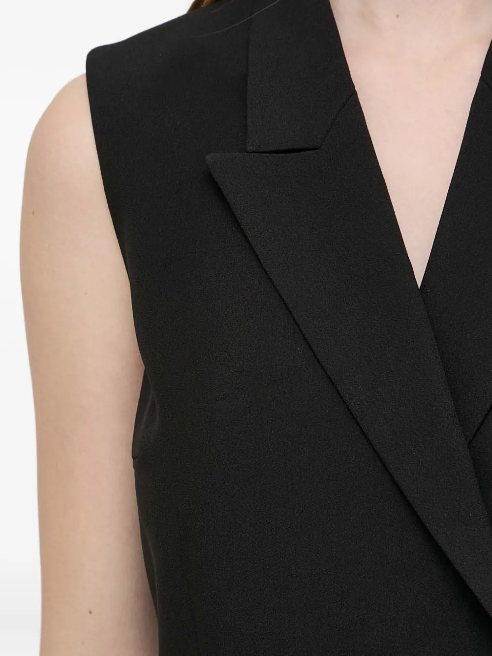 Hugo Boss Sleeveless Notched-lapel Mini Dress In Black