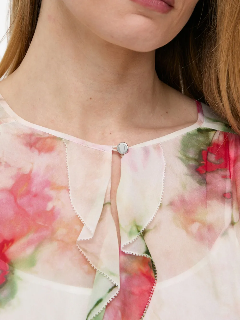 Hugo Boss Floral-print Ruffled Blouse In Multi