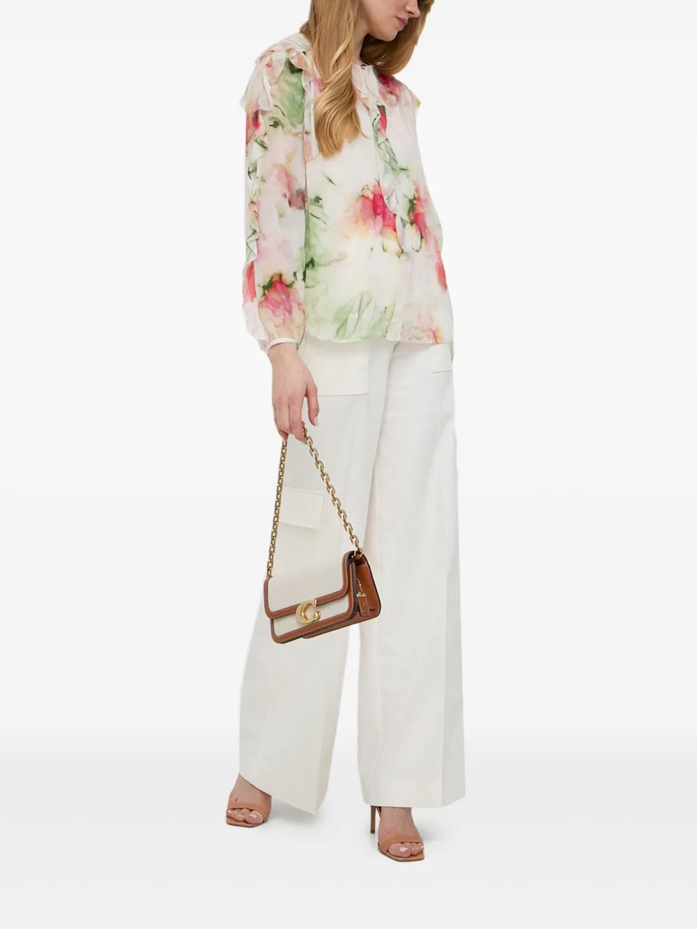BOSS Shirt met bloemenprint - Beige