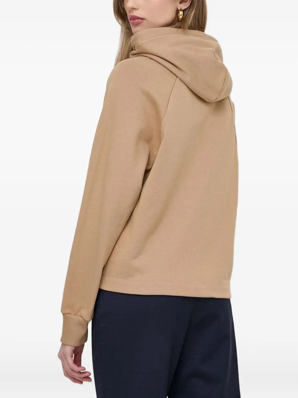 Hugo Boss Embroidered-logo Hoodie In Brown