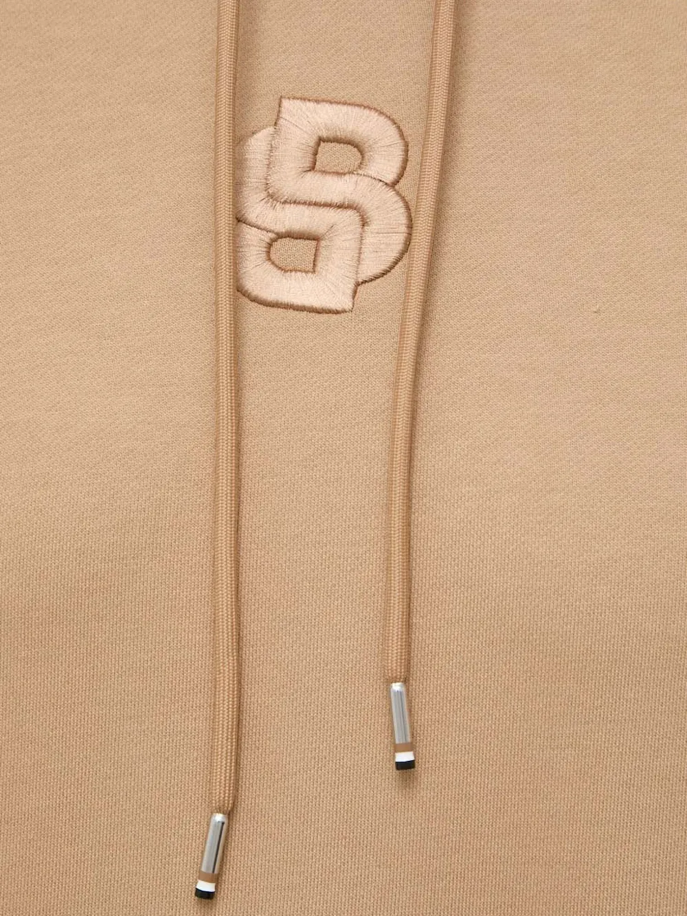 Hugo Boss Embroidered-logo Hoodie In Brown