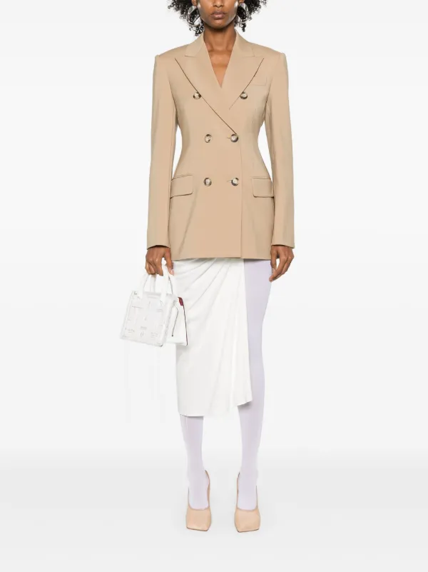 【送料&関税込】SportMax White Silk Acacia1234 Blazer Sportmax Acacia1234' Silk Blazer - White | Editorialist