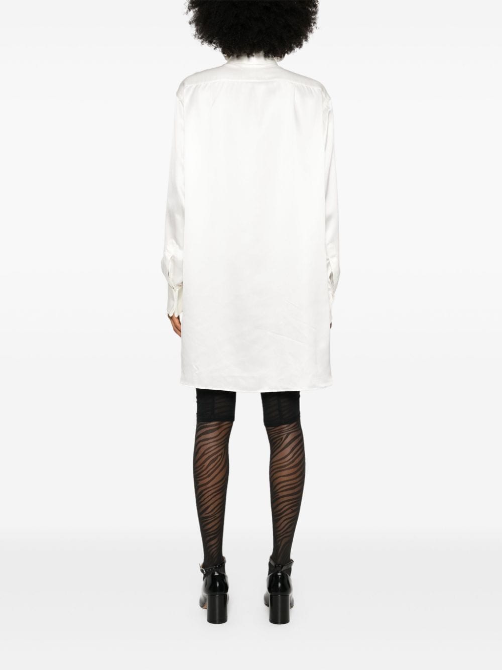 Shop Maison Margiela Silk Satin Shirt In White