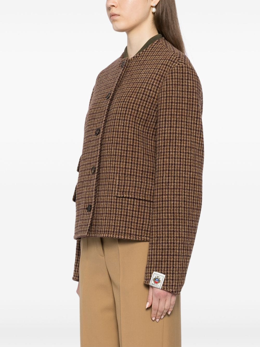 Shop Bally Houndstooth Jacket In Brown