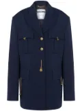 Moschino peak-lapel cotton-blend coat - Blue
