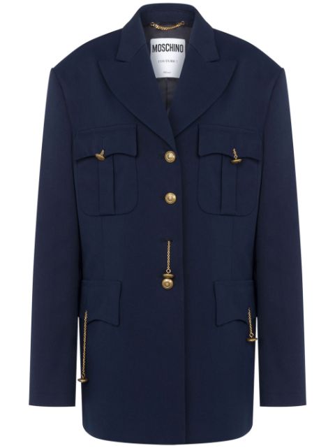 Moschino peak-lapel cotton-blend coat 