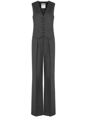 オールインワン・サロペット Moschino Poplin Chemise Jumpsuit Moschino Embellished Ruched Stretch-Crepe Jumpsuit In Black