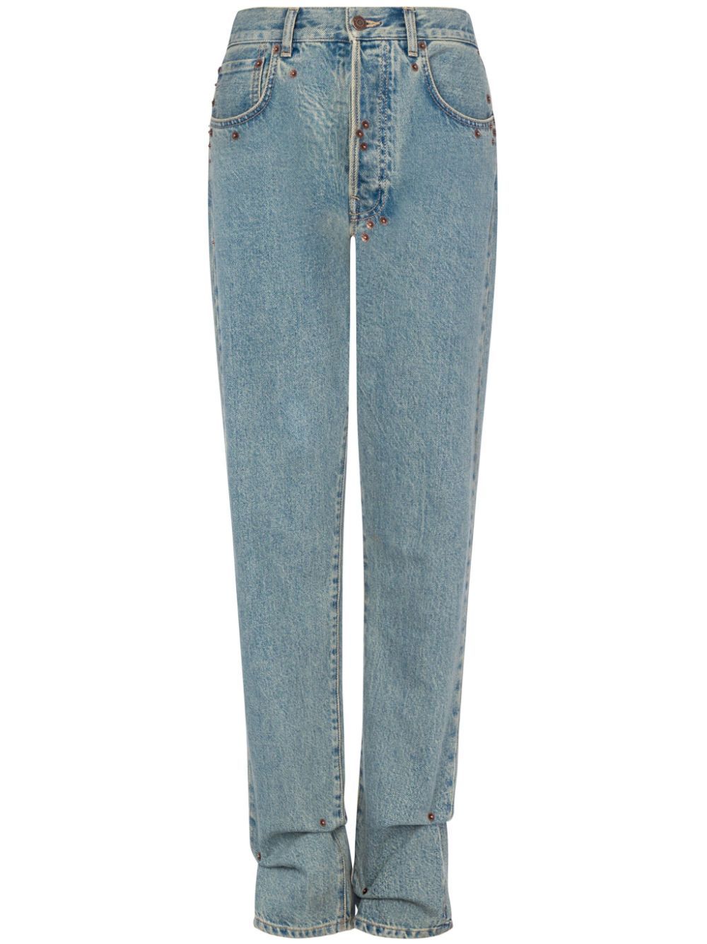 Shop Moschino High-waisted Straight-leg Jeans In Blue