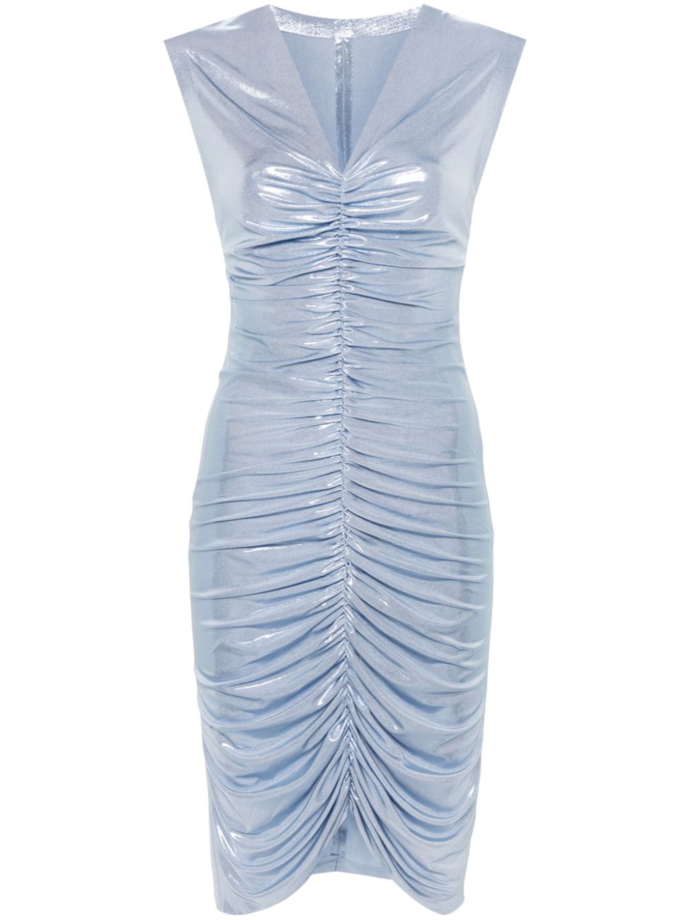 Norma Kamali lamé ruched sleeveless mini dress - Blue