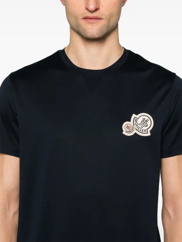 Moncler Camiseta Com Patch De Logo Duplo | Azul | FARFETCH BR