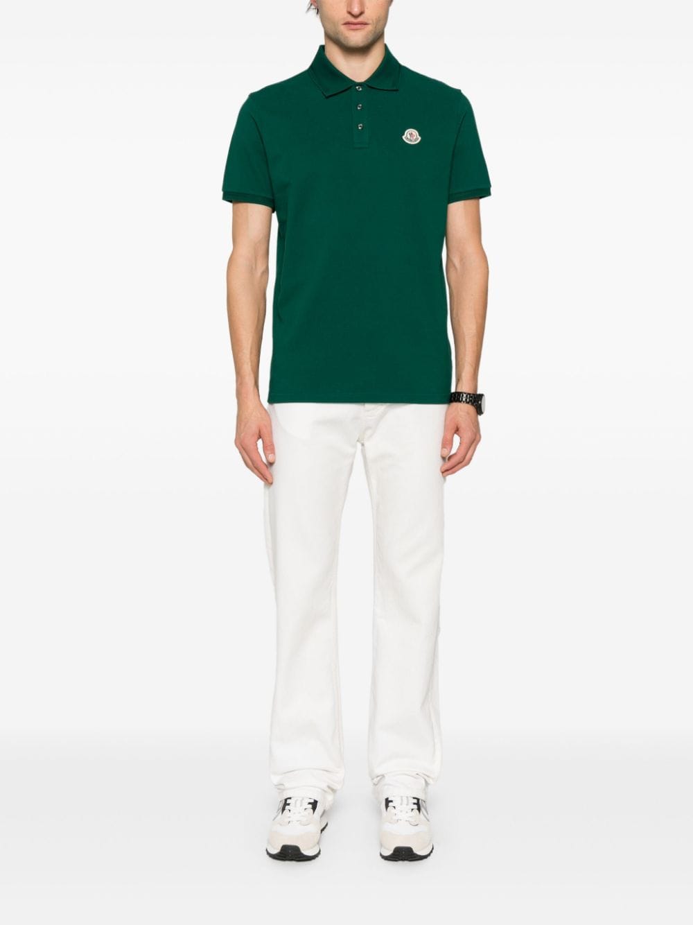 Moncler appliqué-logo piqué polo shirt - Groen