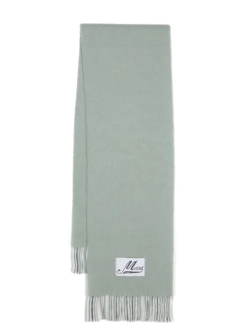 Écharpe frangée à patch logo - Marni - Modalova